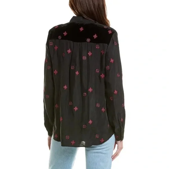 Johnny Was, Workshop, Maxine Western Embroidered Seamed Long Sleeve Shirt - Picture 12 of 16